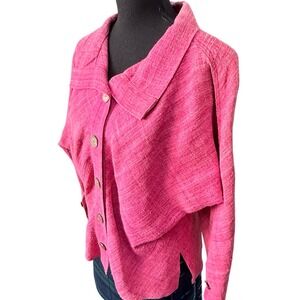 Dancing Ladies Santa Fe Art to Wear Jacket Pink Hemp‎ Lagenlook Draped Boho OS